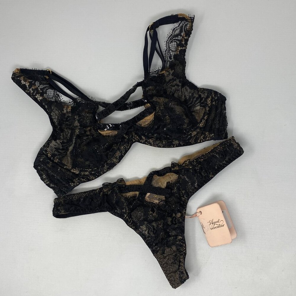 Agent Provocateur Adelia Black Gold SOIREE 34B/2 Set - Picture 8 of 16